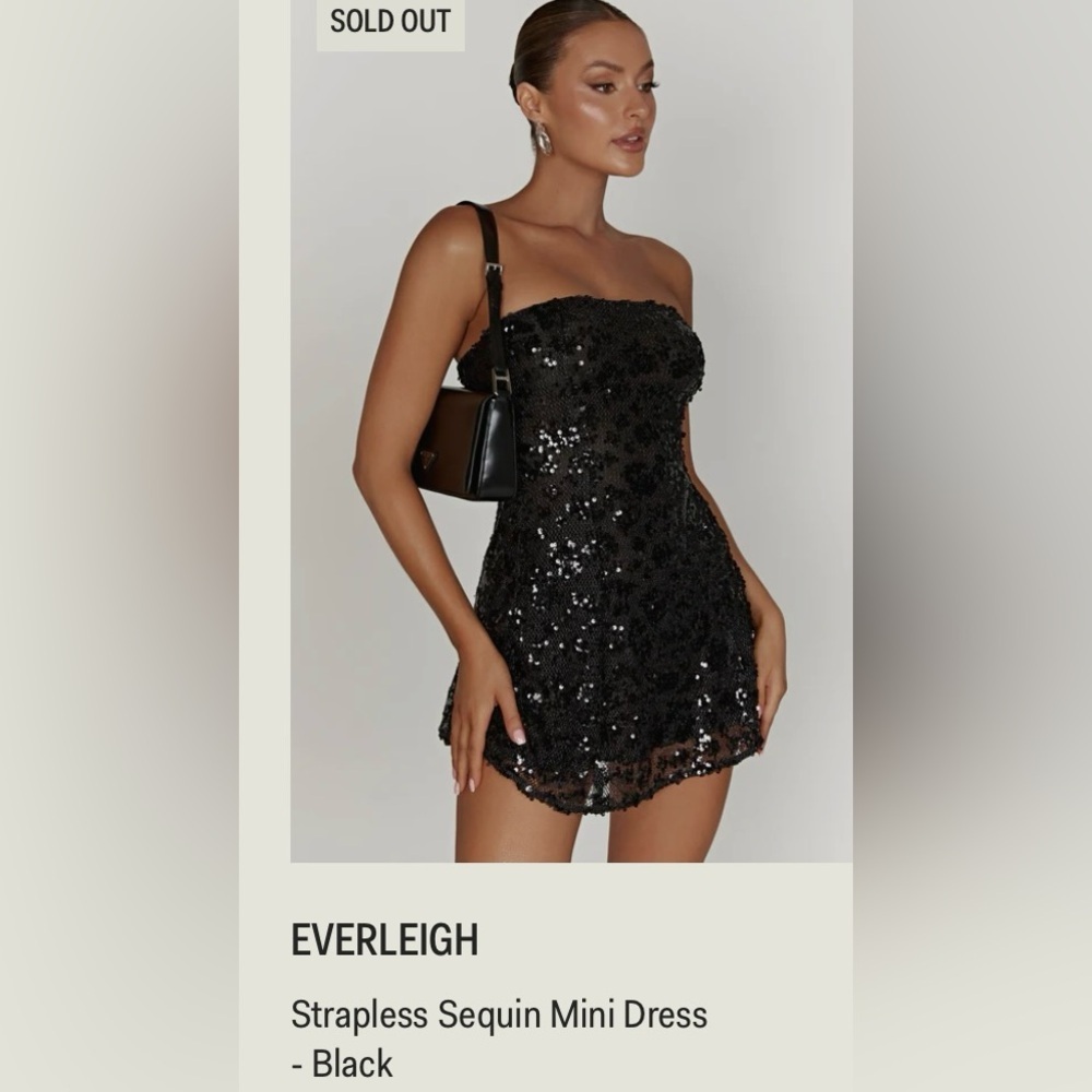 Everleigh Strapless Black Sequin‎ Mini Dress • Size M • Sold Out